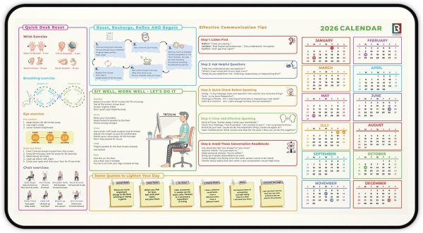 wellness desk mat calendar