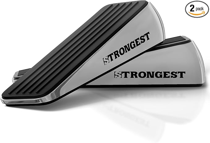 Heavy Duty Door Stop for All Floor Types – Strong Metal Doorstop with Rubber Grip
