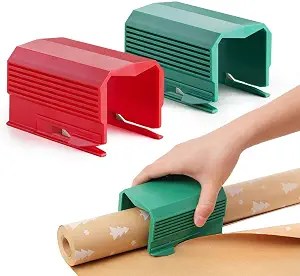 2PC Paper Cutter Tool Set – Christmas Wrapping Paper Cutter for Crafting, Gift Wrapping and Birthday Rolls – Easy-to-Use Slider Cutter (Red & Green)