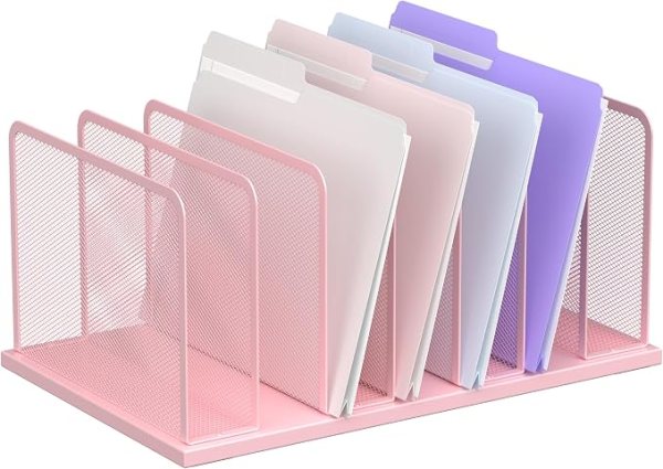 Desktop File Organizer – Heavy Duty Steel Filing System with 7 Vertical Compartments for Office and Study
