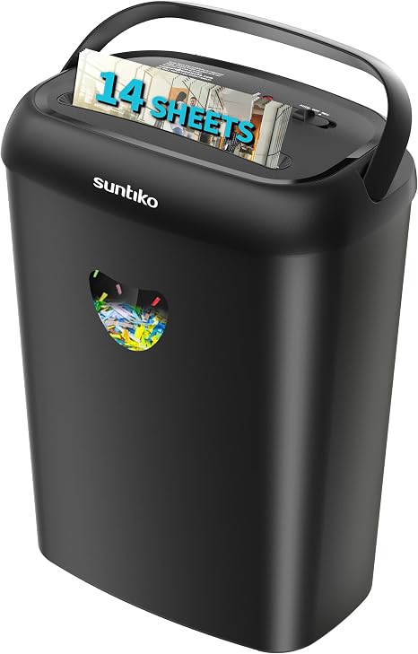 Heavy-Duty Paper Shredder – Jam-Proof, 14-Sheet Capacity, Cross-Cut, P-4 Security for Home & Office Use