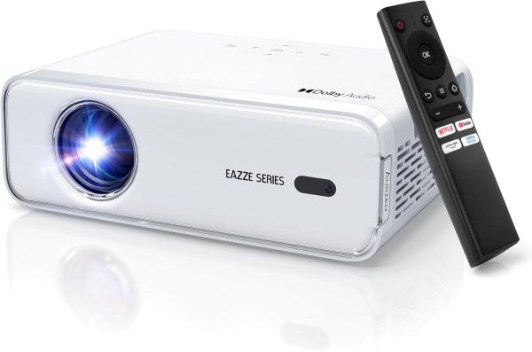 Smart Projector with Built-in Smart TV OS, Auto Focus, Dolby Audio, 1080p Native Resolution, and 4K Support – Perfect for Movies, Gaming