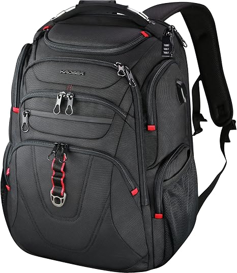 RFID Backpack for Travel and Business, TSA-Friendly Laptop Backpack with USB Port, RFID Protection for Men & Women – Black