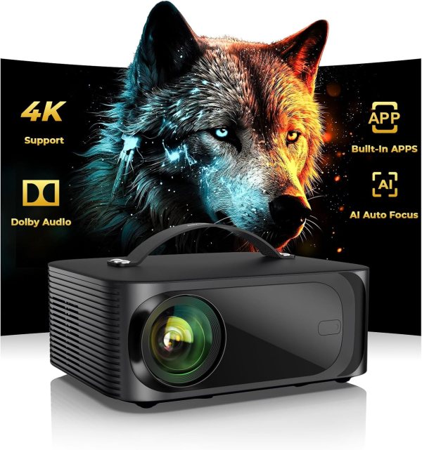 Portable 4K Projector with WiFi & Bluetooth