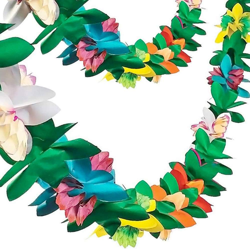 Party Decor – Tropical Hibiscus Garland for Summer Parties, Hawaiian Event Decorations