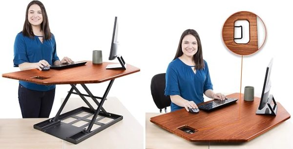 Adjustable sit-stand desk for ergonomic workspace setup.