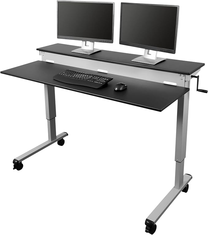2-Tier Adjustable Standing Desk with Heavy Duty Steel Frame
