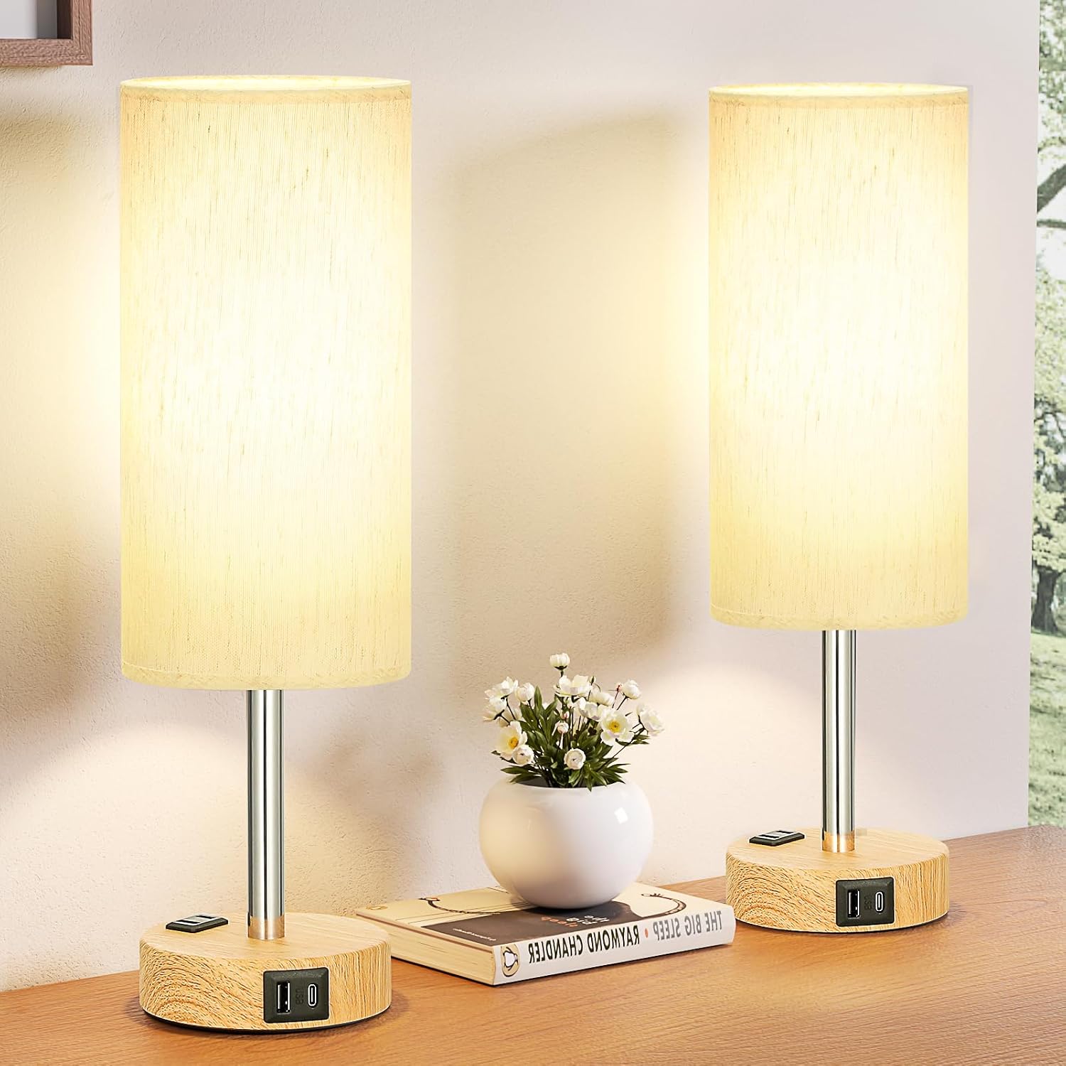 touch control table lamp with usb and type-c port