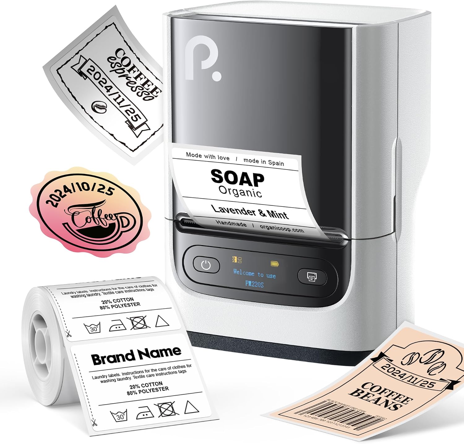 Portable Label Printer, Bluetooth Thermal Printer for Mobile & PC, High-Quality Printing with App Control