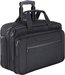 Wheeled Briefcase – Premium Rolling Briefcase for Business & Travel, Fits 17.3″ Laptop with RFID Protection, Black