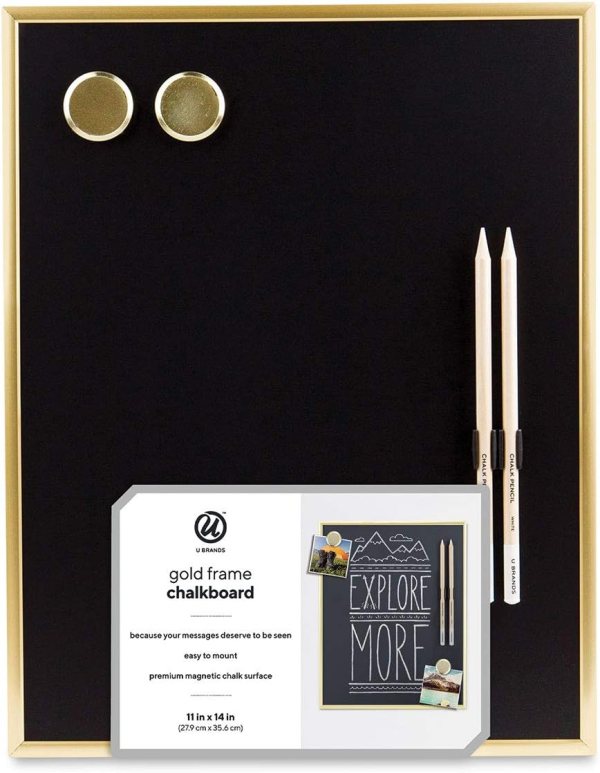 Magnetic Writing Board with Stain-Resistant Surface and Gold Frame for Office, Classroom, and Home Use