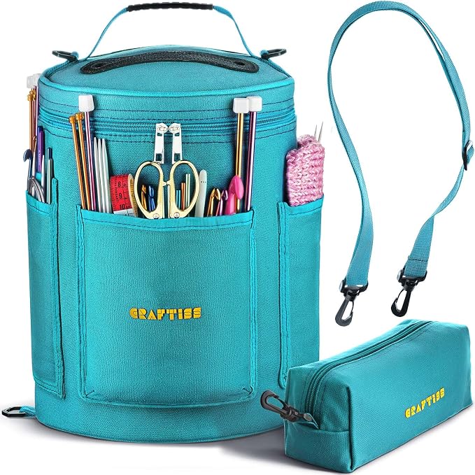 Yarn Storaged Bag for Crochet and Knitting Projects – Large Capacity, Durable, and Organized with Free Bonus Knitting Accessories Case and Yarn Patterns