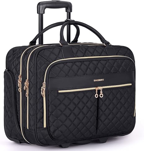 Rolling Laptop Bag with Wheels, TSA-Friendly Business Rolling Briefcase for Women and Men, Multi-Compartment Laptop Work Bag