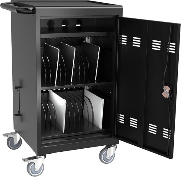 32-Device Mobile Charging Cart for Chromebooks, Laptops and iPad, Multi Device Charging Station, Laptop Cart with Power Strip