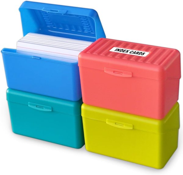 Flash Note Card Holder for 3×5 Cards – Secure Storage Organizer for Flashcards, Notecards, Recipes with Snap-Tight Lid