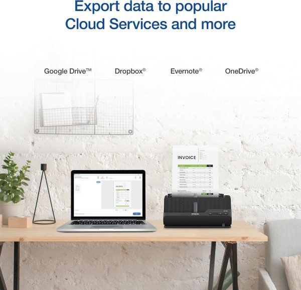Efficient double-sided document scanner with 20-page feeder for fast scanning.