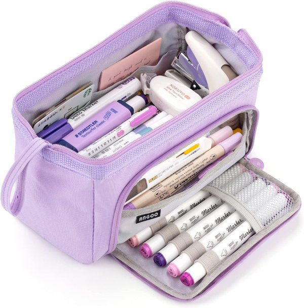Pencil Pouch for 100+ Pens and Pencils, Large Storage Pen Case with Multi-Compartment Design, Durable Canvas, Ideal for School, Office, and Art Supplies
