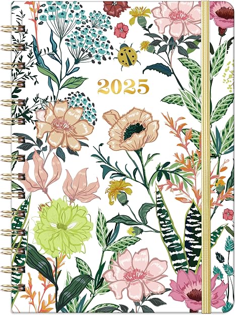 Floral Planner 2025 – Hardcover Spiral Bound, Weekly & Monthly Layouts with Inspirational Quotes for Organized Planning