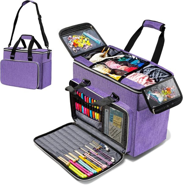 Knitting Bag Organizer – Large Storage Tote for Yarn, Knitting Tools, and Crochet Accessories, Ideal for Knitting and Crocheting Projects