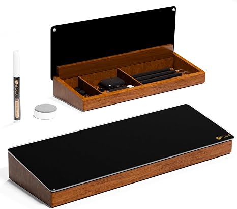 Desktop Whiteboard Organizer – Glass & Wood Desk Organizer with Dry Erase Surface, Office Whiteboard for Organizing and Note-Taking