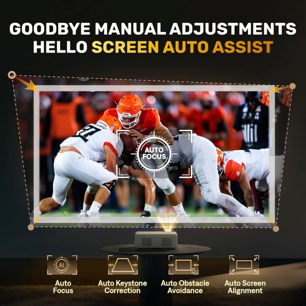 Auto Focus for Sharp Images, Built-in Smart TV OS, 1080p & 4K Support.