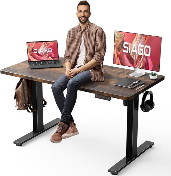 Electric Standing Desk Adjustable Sit Stand up Desks with Cable Management – 3 Memory Preset Adjustable Height Desk Computer Home Office Desk