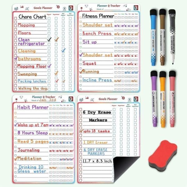 Lambock Reusable Magnetic Planners and Trackers-Habit, Goal and Fitness Planners Lambock Reusable Magnetic Planners and Trackers-Habit, Goal and Fitness Planners