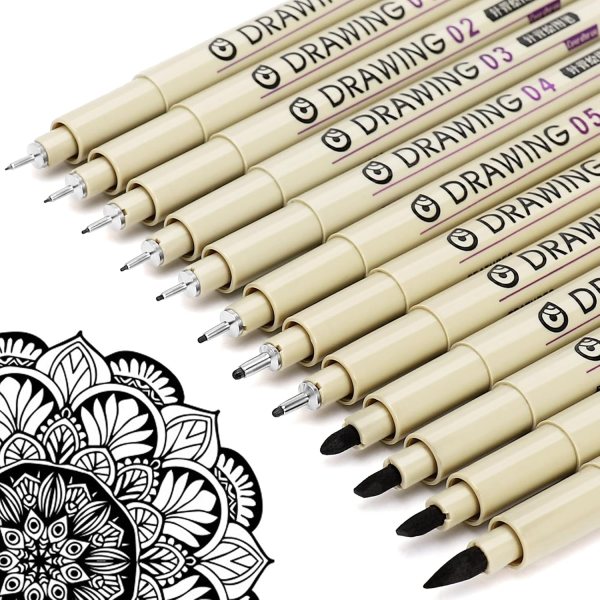Drawing Art Pens – 12 Premium Black Fine Liner Pens for Sketching, Drawing, and Writing
