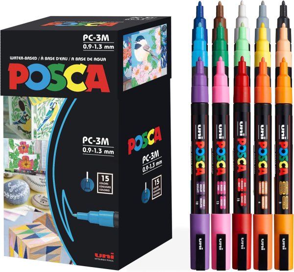 Paint Markers Set of 15, Reversible Tips, Non-Toxic, Waterproof, and Versatile for Craft, Art, and DIY Projects