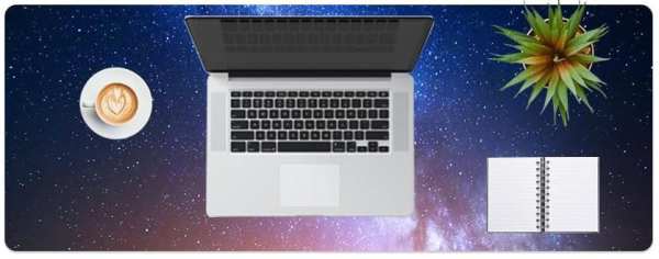 Large Desk Pad, Milky Way Mouse Pad Desktop Decor, Waterproof PU Leather Desk Cover Protector, Desk Pad with Wrist Support, Desk Accessories for Office Home Work Writing Gaming 31.5″ x 11.8″ – Blue Galaxy