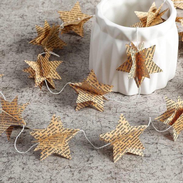 Star Garland – 4 Pack Paper Star String for Party Decor, Baby Shower, Wedding, and Home Decorations