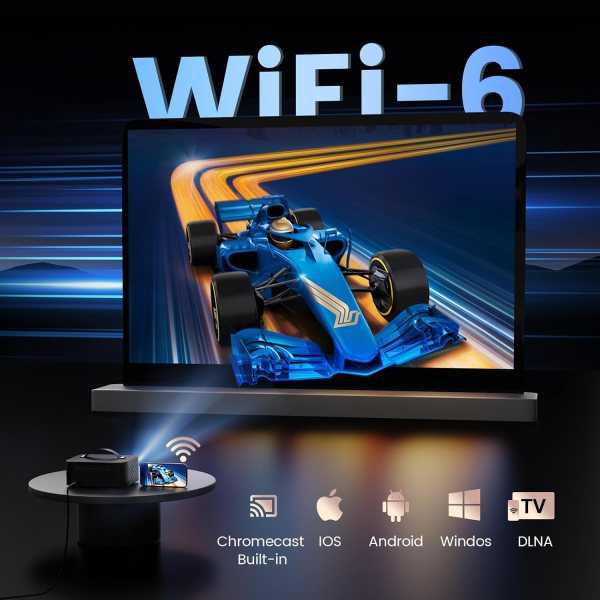 Portable 4K Projector with WiFi & Bluetooth