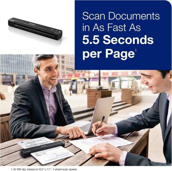 Portable document scanner for quick, on-the-go digitizing of documents, receipts, and ID cards. Comp.