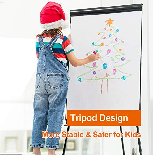 Portable whiteboard easel with tripod design for easy transport and setup. Ideal for meetings, class.