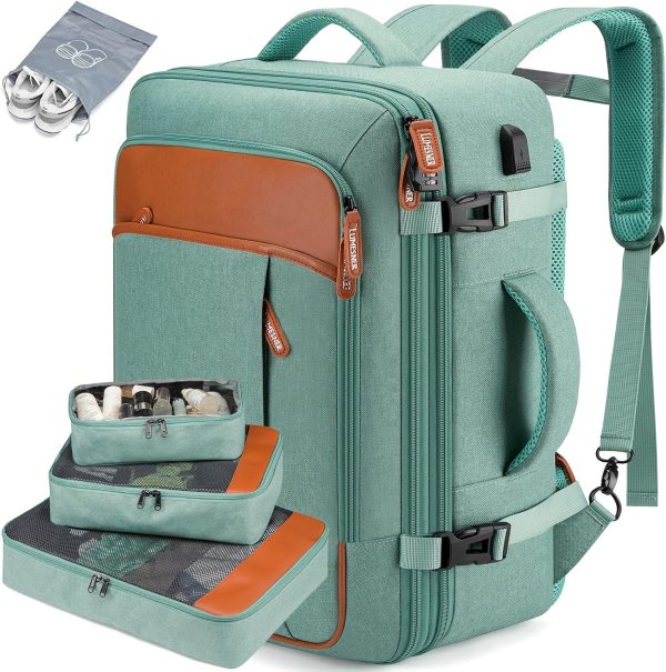 Large Capacity Travel Backpack, Expandable 40L, USB Port & Anti-Theft Design