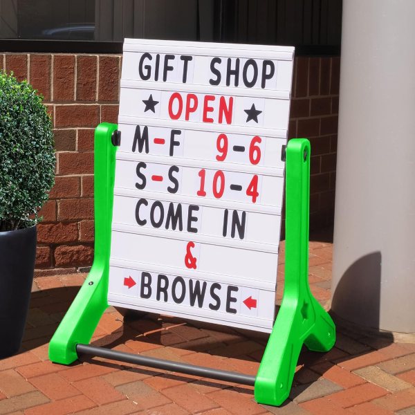 Swinger Sign – Double-Sided A-Frame Sign with 792 Pre-Cut Letters, Symbols, and Numbers, Includes 4 Liquid Chalk Markers, Reusable Storage Box