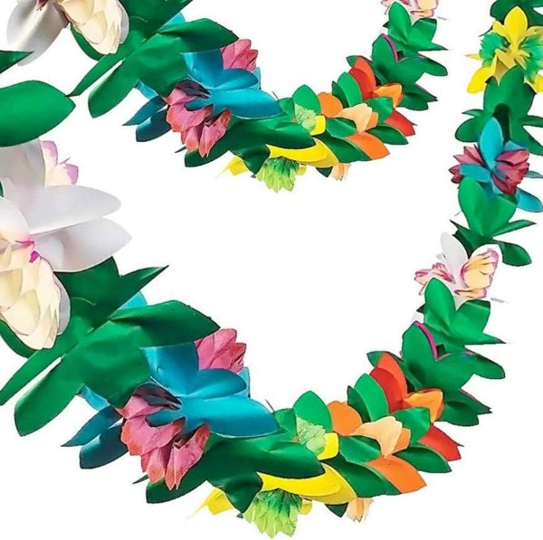 Party Decor – Tropical Hibiscus Garland for Summer Parties, Hawaiian Event Decorations