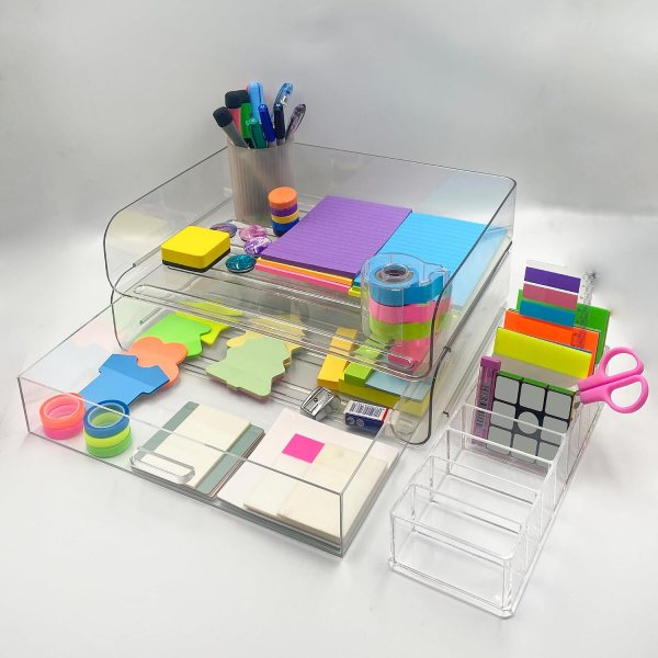 Efficient Lambock Skincare Organizer with Transparent Stackable Design for Makeup, Beauty, and Cosmetic Storage