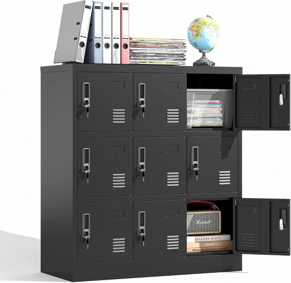 Metal Locker Storage Cabinet, 9 Door Storage Locker for Employee and Steel Storage Lockers for Office, Home, Gym, School
