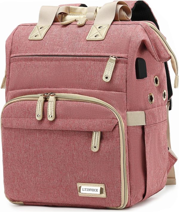 Knitting Backpack with USB Charging Port, Large Yarn Storage Organizer for Crochet Projects and Accessories