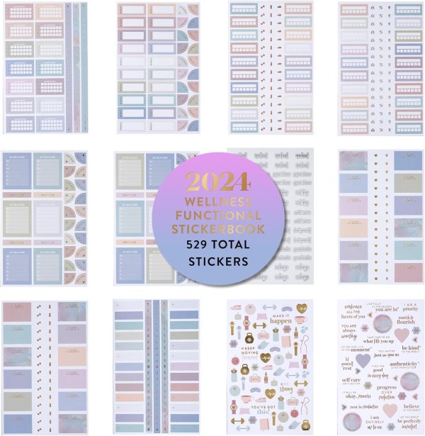 Wellness Stickers for Planner and Organizing – Functional, Motivational Health Stickers for Wellness, Fitness, and Self-Care Planning