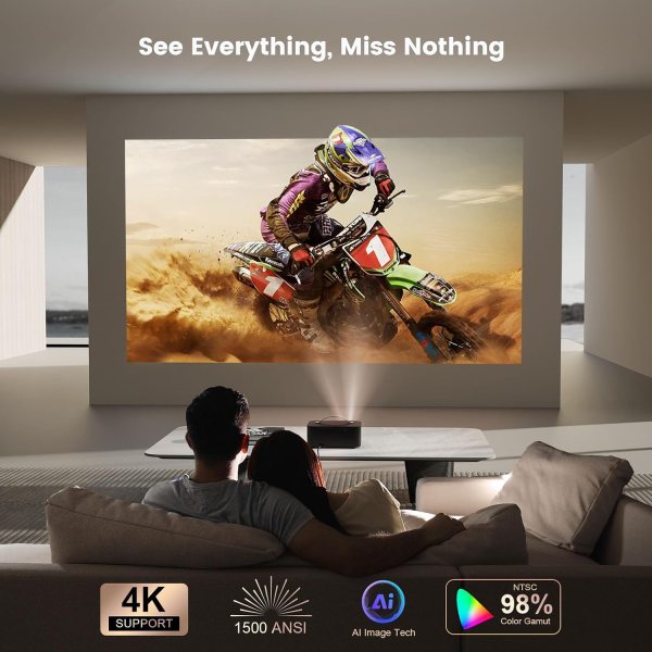 Portable 4K Projector with WiFi & Bluetooth