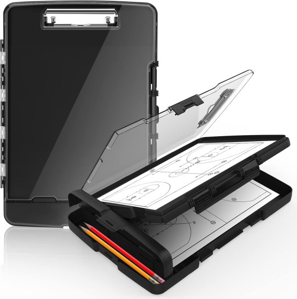 Heavy-duty Clipboard with Dual Storage & Pen Holder – Durable, Multi-functional, and Clear View Clipboard for Documents, Coaches, Teachers, Truck Drivers, and More