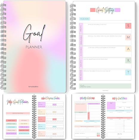 Goal Planner for SMART Goal Setting, Monthly Reflections, Vision Board, and Long-Term Achievement Plans