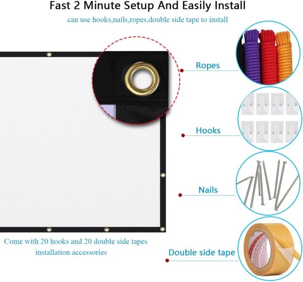 Portable projector screen for home, office, and outdoor entertainment, lightweight and easy to set u.