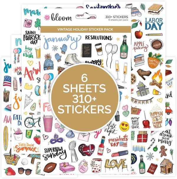 Holiday Stickers for Planners – 310 Unique Stickers, Seasonal and Festive Designs for Planners, Scrapbooks, and Cards