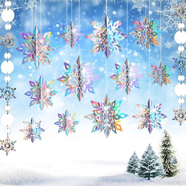 Party Snowflakes for Christmas and Winter Parties – Hanging 3D Snowflakes for Holiday Decorations