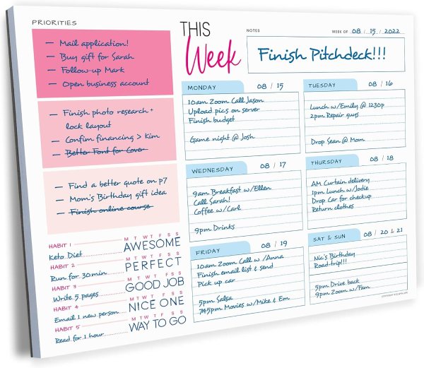 Weekly Productivity Planner Pad
